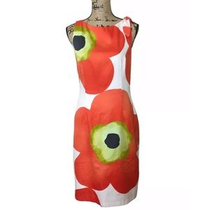 David Meister Big Orange Flowers Sheath Dress